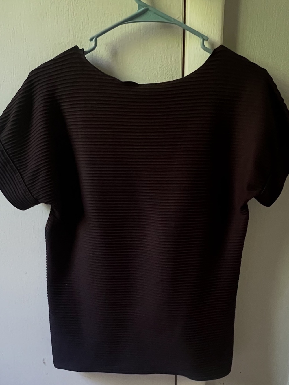 Armani Collezioni Black Short-Sleeve Ribbed Top
